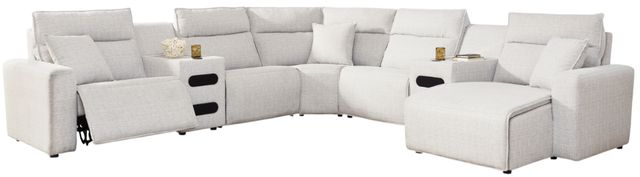 Signature Design by Ashley® ModMax II 7-Piece Stone Power Reclining Right-Arm Facing Sectional with Chaise and Audio Consoles-0