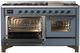 Ilve® Majestic III 60" Blue Gray Pro Style Dual Fuel Liquid Propane Range with Triple Glass Door and Burnished Trim-3