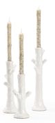 Wildwood Lamps Faux Bois 3-Piece White Candlesticks Set-0