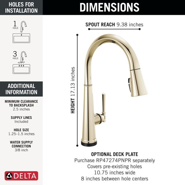 Delta Emmeline® Lumicoat® Polished Nickel Touch2O® Technology Kitchen Faucet with Touchless Technology -1