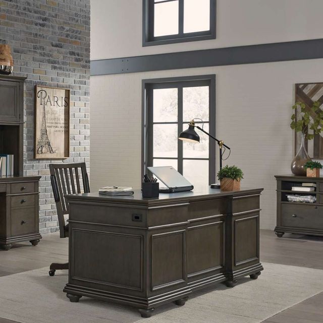 Aspenhome® Oxford Peppercorn 66" Executive Desk-2