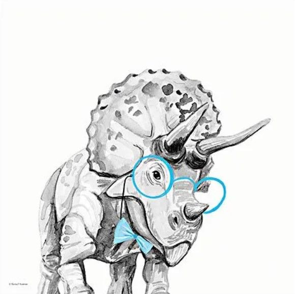 Classy Art Dinosaur in Glasses by Rachel Nieman Wall Art-0