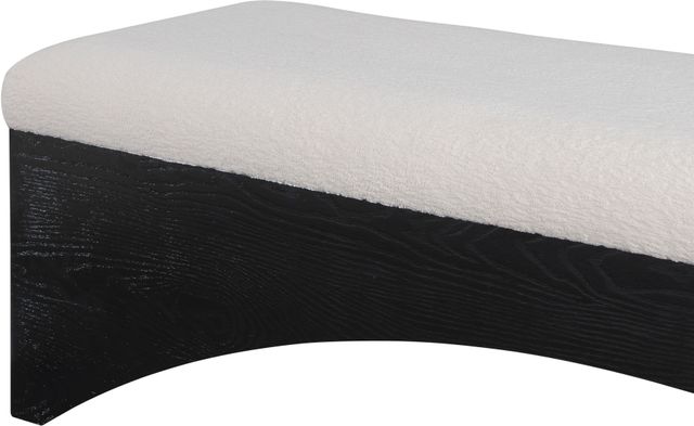 Meridian Furniture Lawson Beige/Black Velour Fur Fabric Bench-3