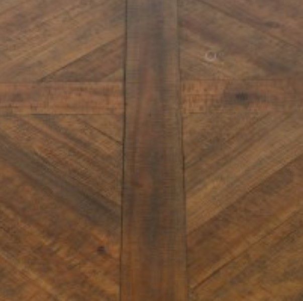 Emerald Home Denton Antique Pine Round Cocktail Table with Steel Gray Base-3