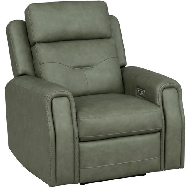 Flexsteel® Felix Forest Green Leather Power Recliner with Power Headrest and Lumbar-0