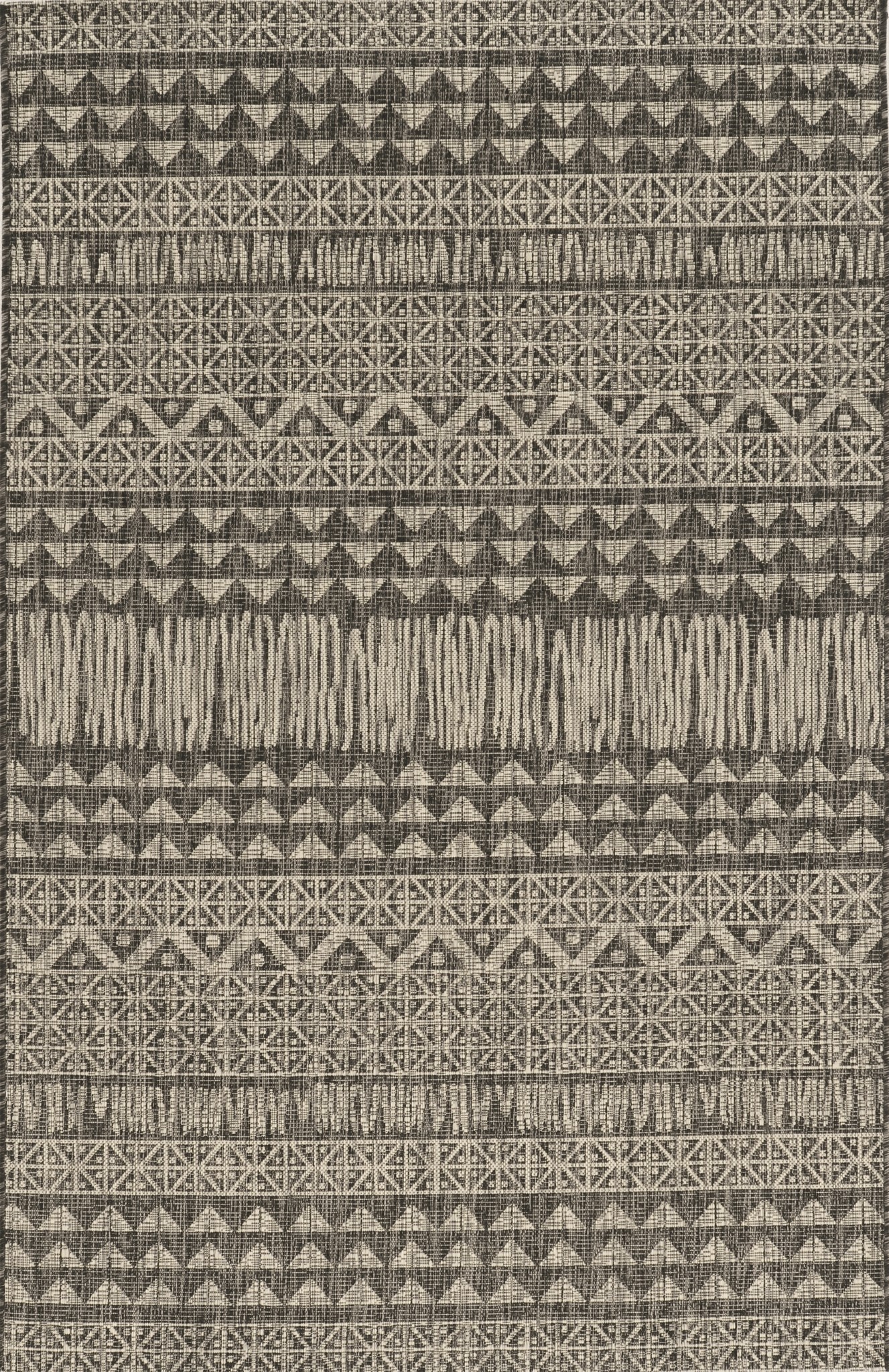 8'X11' Charcoal Machine Woven Uv Treated Tribal Indoor Outdoor Area Rug
