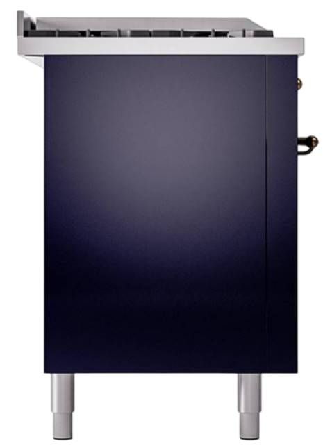 Ilve® Nostalgie II Noblesse 60'' Midnight Blue Pro Style Dual Fuel Range with Burnished Trim-2