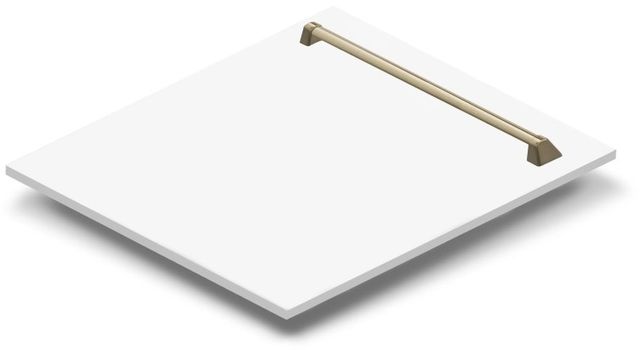 Zline Autograph Edition 24" White Matte Dishwasher Panel with Champagne Bronze Handle-1