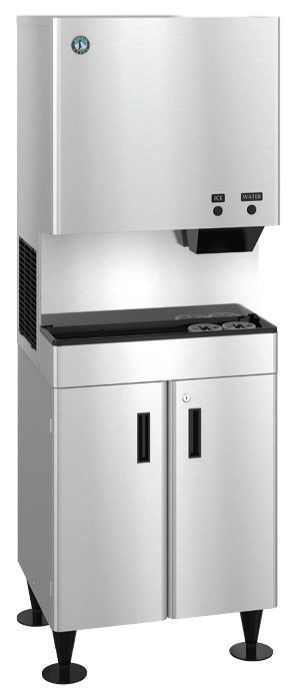 Hoshizaki 26" 590 lb. Stainless Steel Water-Cooled Icemaker and Water Dispenser with Built In Storage Bin -1