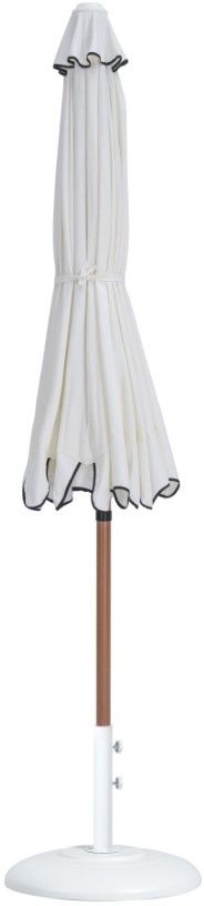 Meridian Furniture Amalfi White/Teak/White Aluminum Outdoor Patio Umbrella and Round Base-1