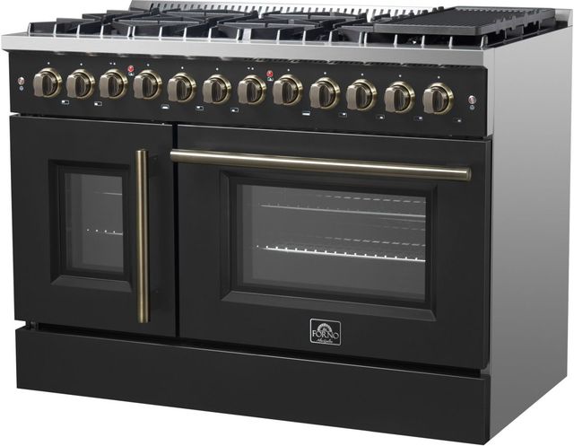 FORNO® Galiano Alta Qualita 48" Black Pro Style Dual Fuel Range -3