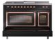 Ilve® Nostalgie II Noblesse 48'' Glossy Black Pro Style Dual Fuel Range with Copper Trim-1