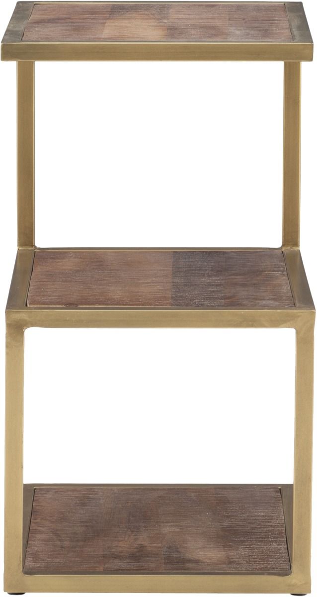 Powell® Erickson Brown Accent Table with Antique Gold Frame-1