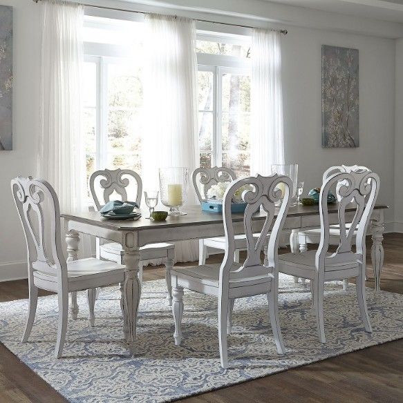 Liberty Furniture Magnolia Manor 7-Piece Antique White/Weathered Bark Optional Rectangular Dining Table Set-1