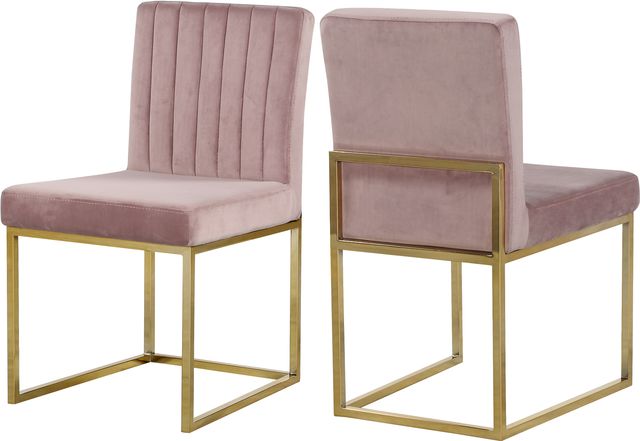 Meridian Furniture Giselle Pink/Gold Velvet Dining Chair-3
