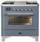 Ilve® Majestic III 36" Blue Gray Pro Style Dual Fuel Natural Gas Range with Triple Glass Door and Chrome Trim-0