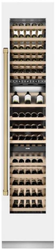 ZLINE Autograph Edition 18" 9.0 Cu. Ft. Triple Zone 68 Bottle Right Hinge Column Wine Cooler in White Matte with Champagne Bronze Accents-3