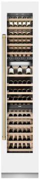 ZLINE Autograph Edition 18" 9.0 Cu. Ft. Triple Zone 68 Bottle Right Hinge Column Wine Cooler in White Matte with Champagne Bronze Accents-3
