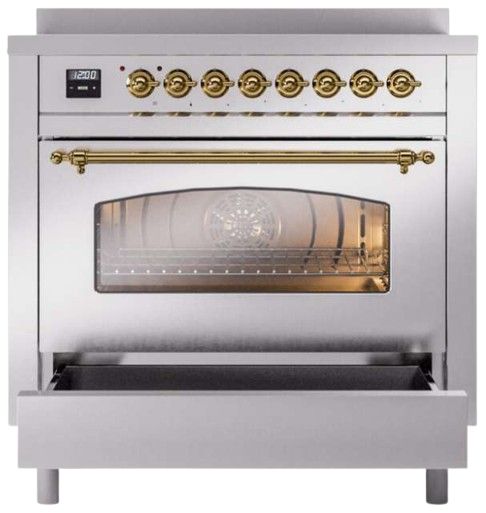Ilve® Nostalgie II Series 36" Stainless Steel Pro Style Induction Range-2