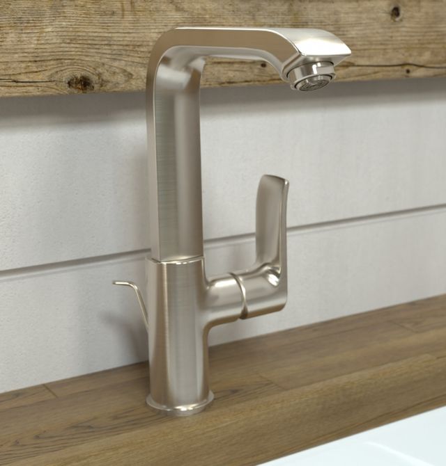 Hansgrohe Metris Brushed Nickel Single-Hole Faucet with Swivel Spout and Pop-Up Drain-1
