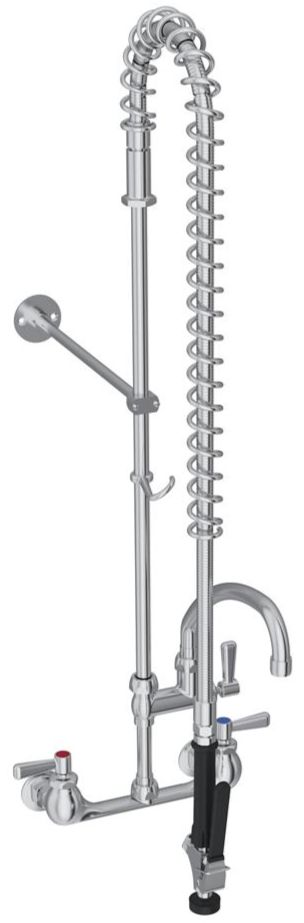 Elkay Chrome 8" Centerset Wall Mount Faucet with 44" Flexible Hose and Lever Handle-2