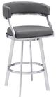 Armen Living Dione Brushed Stainless Steel/Grey Counter Stool-0