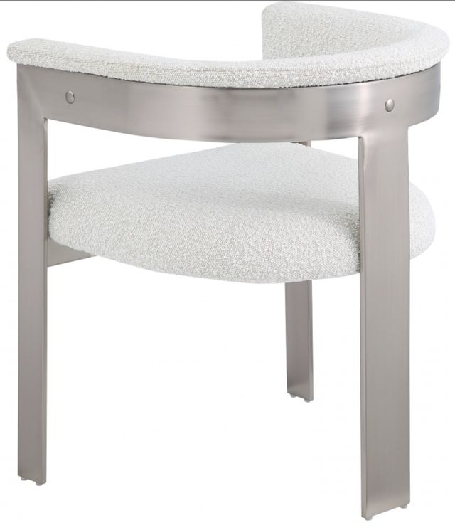 Meridian Furniture Romeo Cream/Chrome Boucle Upholstered Dining Chair-3
