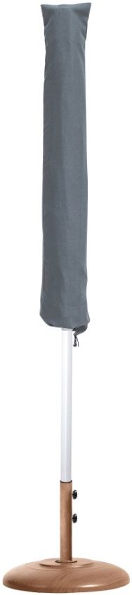 Meridian Furniture Amalfi Black/Matte White/Teak Aluminum Outdoor Patio Umbrella and Round Base-2