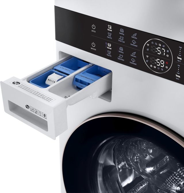 LG 4.5 Cu. Ft. Washer, 7.4 Cu. Ft. Gas Dryer White Front Load Stack Laundry-6