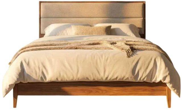 Liberty Furniture Century Modern Light Ecru/Satin Walnut King Upholstered Platform Bed-0