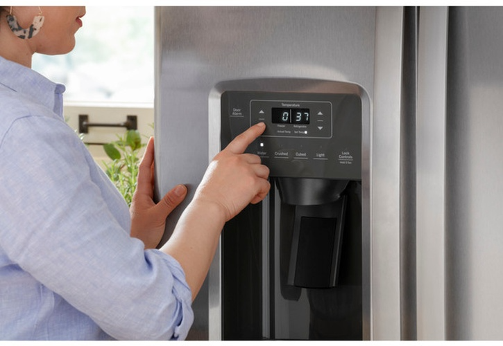 Close up of refrigerator LED lighting