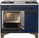 Ilve® Majestic III 40" Midnight Blue Pro Style Dual Fuel Liquid Propane Range with Solid Door and Burnished Trim-2