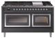 Ilve® Nostalgie II Noblesse 60'' Graphite Matte Pro Style Dual Fuel Range with Chrome Trim-0