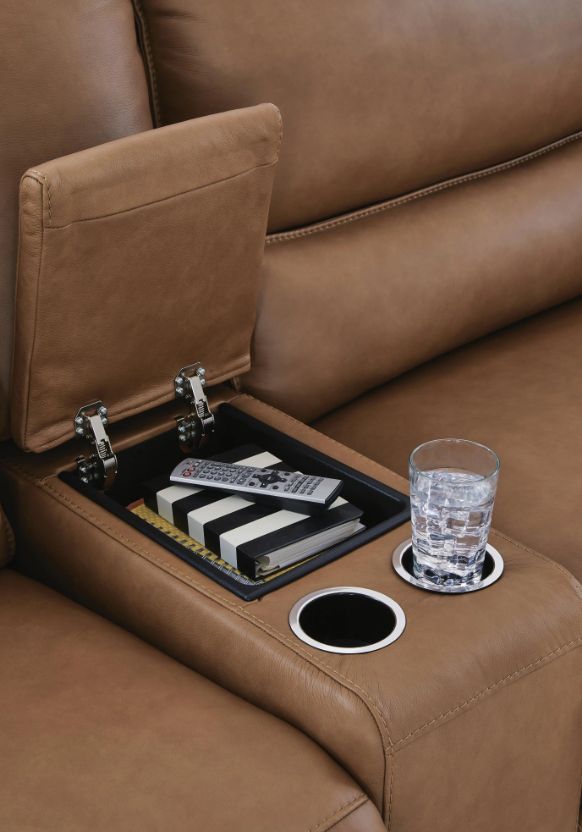 Signature Design by Ashley® DeepWakes 7-Piece Caramel Right-Arm Facing Power Reclining Sectional and Chaise with Storage Consoles-2