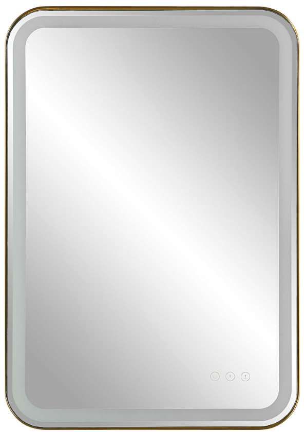 Uttermost® Crofton Lighted Brass Vanity Mirror-0