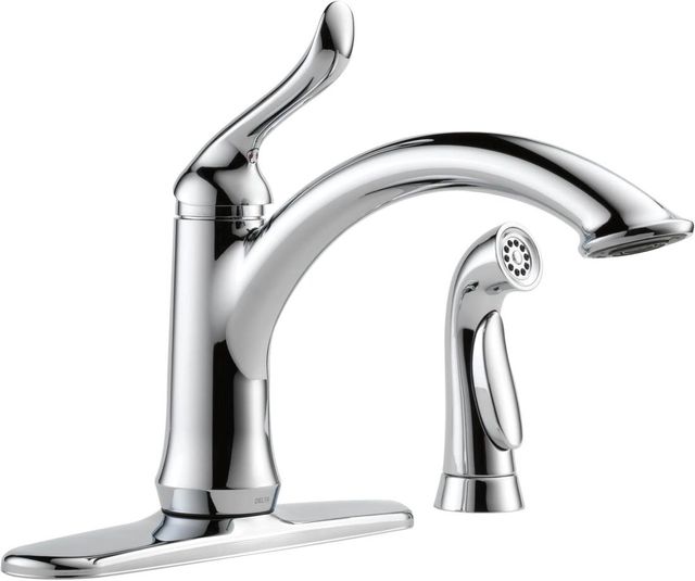 Delta Linden™ Chrome Single Handle Kitchen Faucet with Spray -2