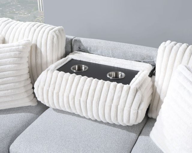 Global Furniture USA Light Gray/White Reversible Pull-Out Sofa Bed -4