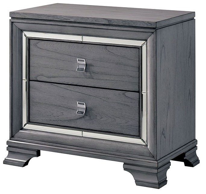 Furniture of America® Alanis Gray Nightstand iHome Furniture - Main Image