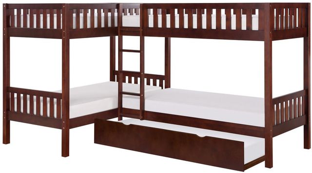 Homelegance® Rowe Dark Cherry Youth Twin Corner Bunk Bed with Twin Trundle-3