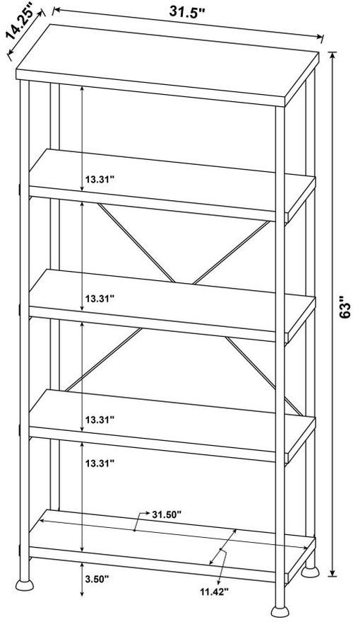 Coaster® Analiese Mango 4-shelf Bookshelf-2