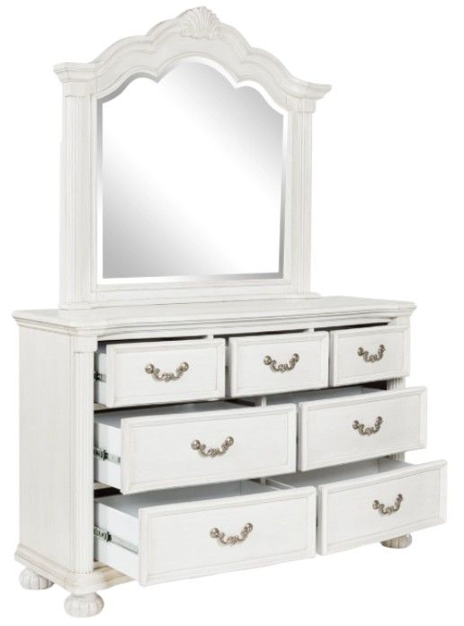Benchcraft® Montelaine Antique White Dresser and Mirror-2