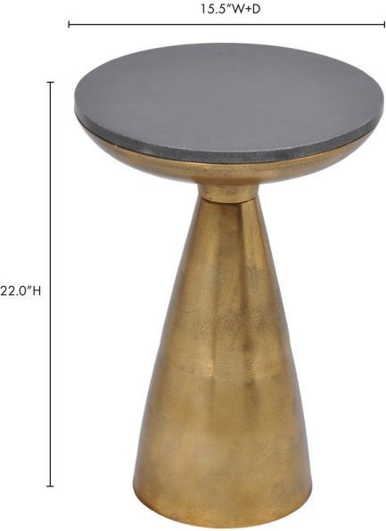Moe's Home Collection Font Black Granite Side Table with Brass Base-3