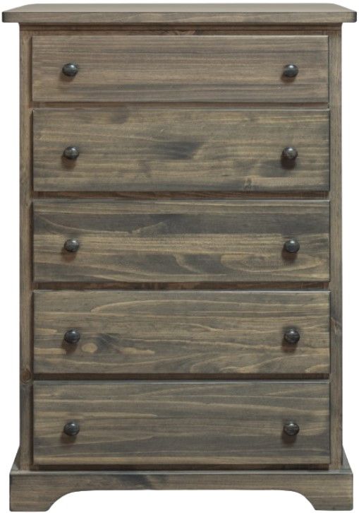 Mako Wood Furniture Polo Brown 5-Deep Drawer 38" Chest-0