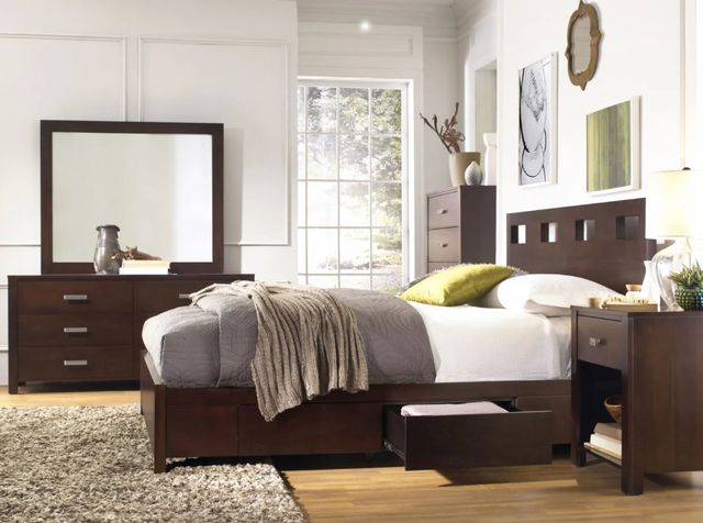 Modus Furniture Riva Chocolate Brown California King Storage Panel Bed-1