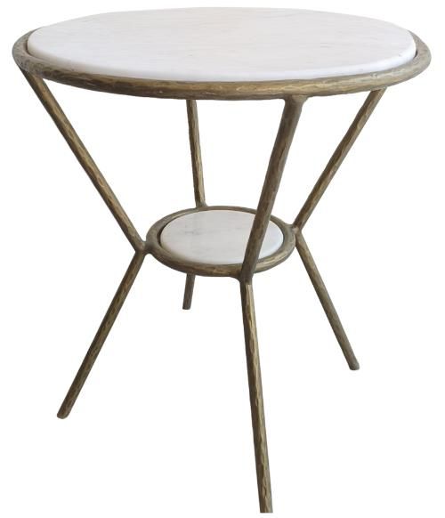 Uttermost® Refuge White Side Table with Antique Gold Frame-0