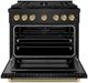 ZLINE Autograph Edition Paramount 36" 5.2 cu. ft. Black Stainless Steel with Champagne Bronze Helix Handle and Knob Accents Dual Fuel Range with 6 Burner Gas Cooktop and Electric Convection Oven-2