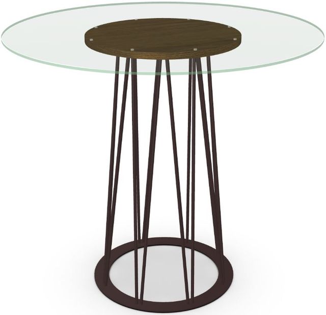 Amisco Customizable Calypso 42" Flat Edge Glass Top Round Bar Table -3