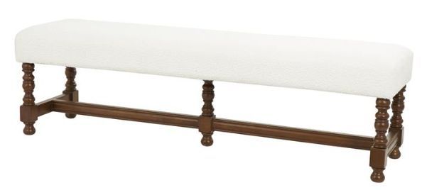 Deco Marche Cream Fabric Bench-1