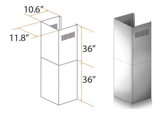 ZLINE 36" Stainless Steel Chimney Extension-2