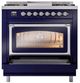 Ilve® Nostalgie II Noblesse 36'' Midnight Blue Pro Style Dual Fuel Range with Chrome Trim-3